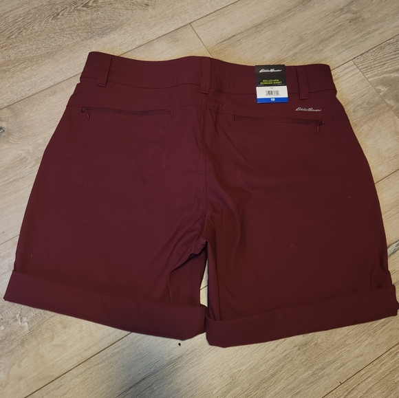 Eddie Bauer Women's Shorts Rolled Hem Bermuda Stretch Red Size 10 Ladies NWT - Picture 10 of 12